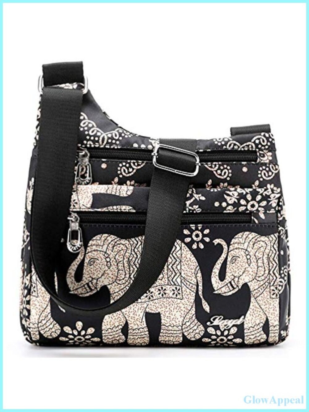 Floral Nylon Crossbody Purse Multi-Pocket Travel Shoulder Bag